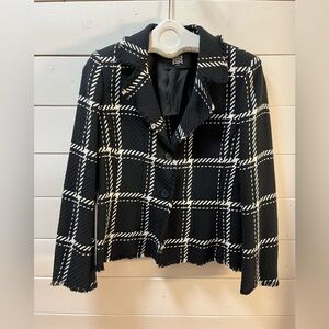 RIANI – Cropped Check Blazer (Size 10 / FR 42)